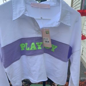 Playboy long sleeve crop top